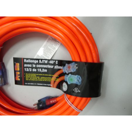 Century 12/3 Sjtw Lighted Extension Cord 125V 50Ft Cordset Cable D17442050